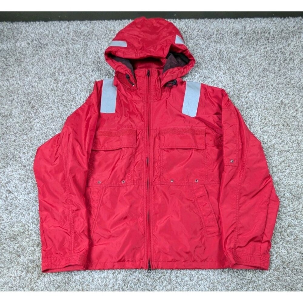 Vintage Polo Sport Ralph Lauren Rain Jacket Windbreaker Men Large Red Y2K Zip Up